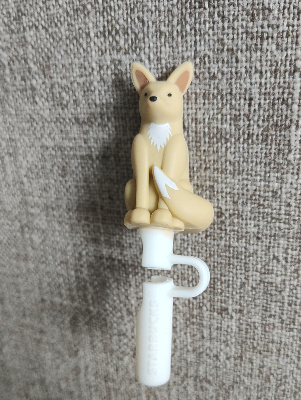 Starbucks Beige Fox Straw Topper